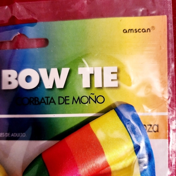 NWT Rainbow Bow Tie Clown Halloween Costume Accessory Cosplay Adult One Size New - Picture 4 of 4